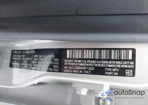 2017 Jeep Renegade Latitude 4X4 from USA, damaged, VIN ZACCJBBB0HPF13520